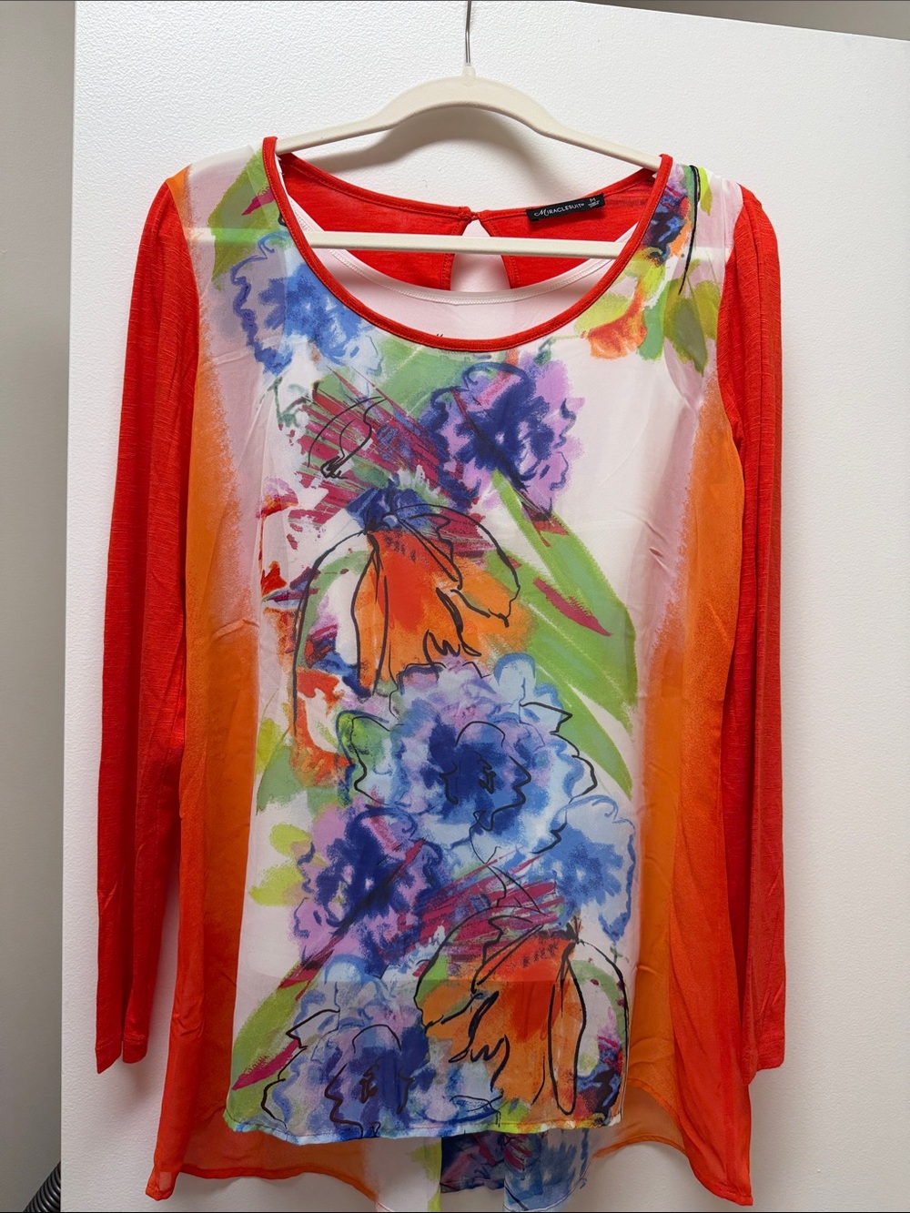 NWOT Miraclesuit Everyday Shapewear Layered Blouse Tunic Medium M Orange Waterco